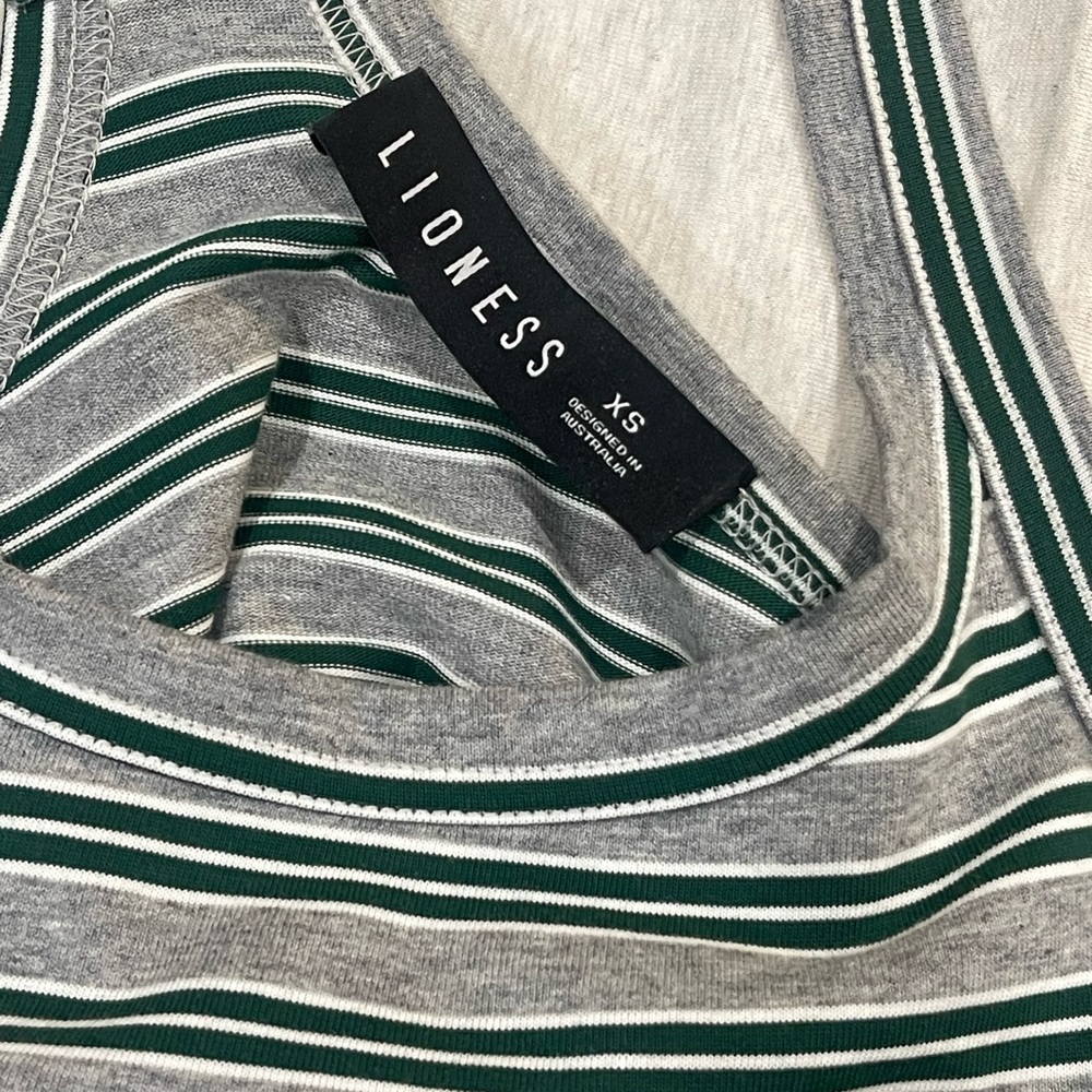 Lioness Striped Tank Top in Gray and Green - Picture 2 of 3